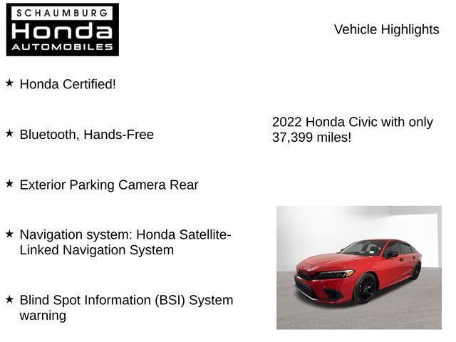 used 2022 Honda Civic car, priced at $24,700