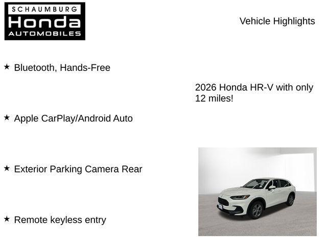 new 2026 Honda HR-V car, priced at $28,208