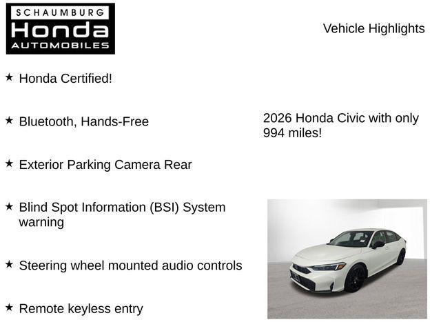 used 2026 Honda Civic Hybrid car, priced at $29,900