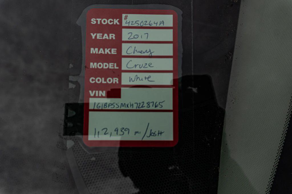 used 2017 Chevrolet Cruze car, priced at $7,988