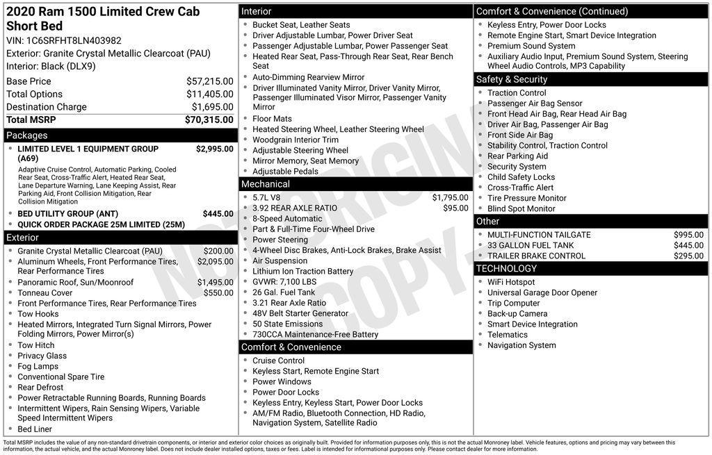 used 2020 Ram 1500 car, priced at $32,458