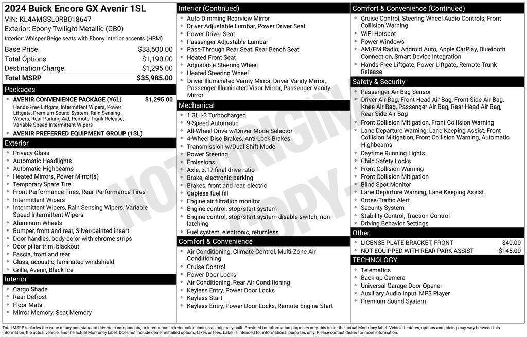 used 2024 Buick Encore GX car, priced at $30,000