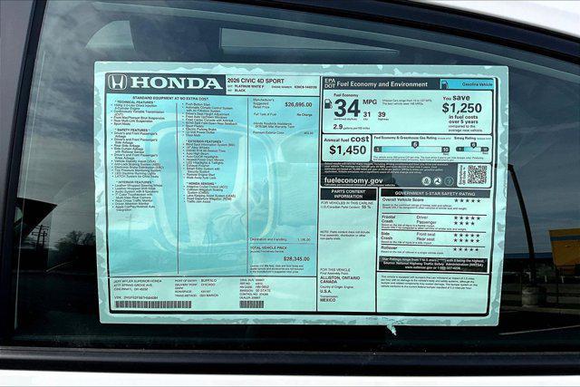 new 2026 Honda Civic car, priced at $28,345