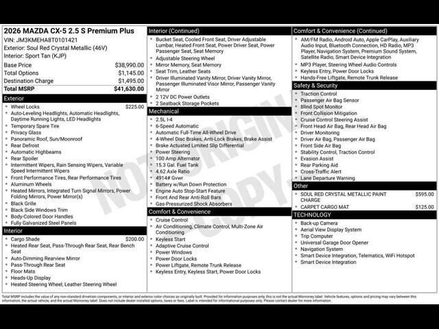 new 2026 Mazda CX-5 car, priced at $40,780