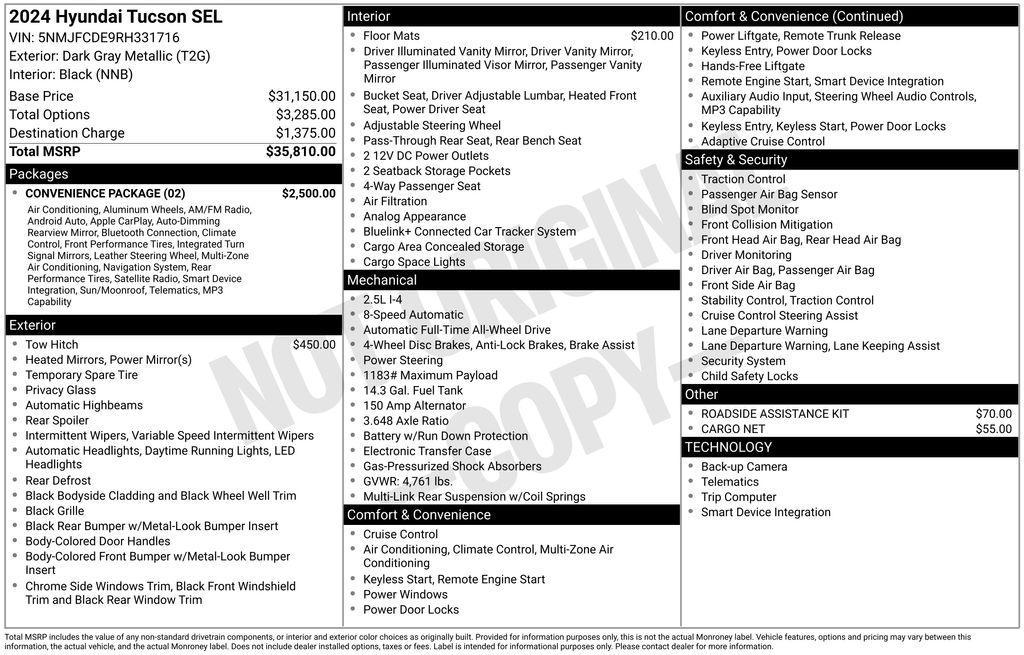used 2024 Hyundai Tucson car, priced at $25,999
