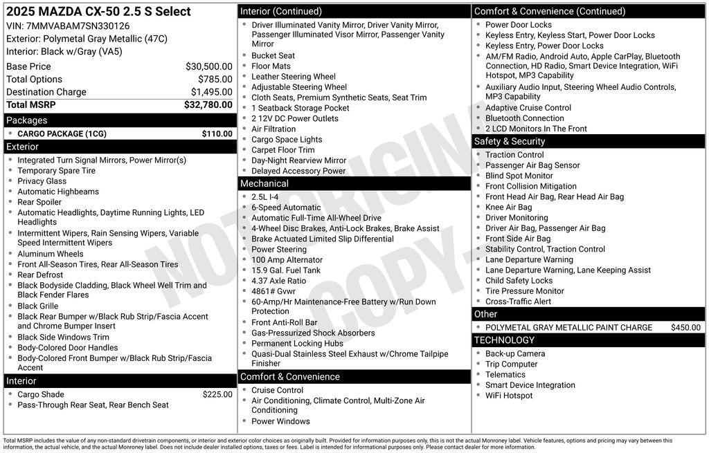 used 2025 Mazda CX-50 car, priced at $26,999