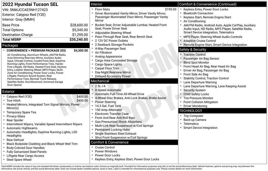 used 2022 Hyundai Tucson car, priced at $19,999