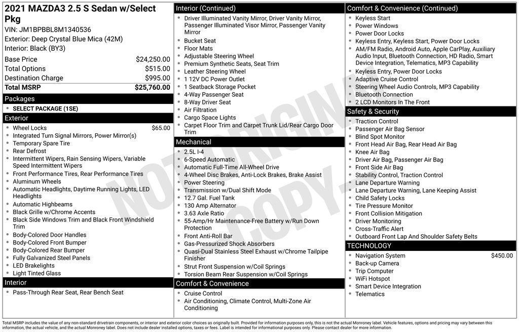 used 2021 Mazda Mazda3 car, priced at $20,499