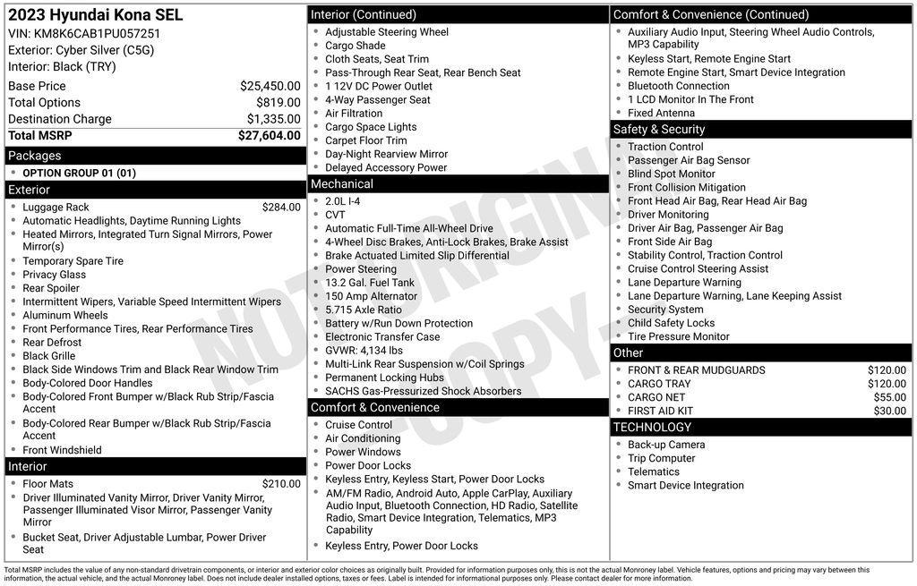 used 2023 Hyundai Kona car, priced at $21,990