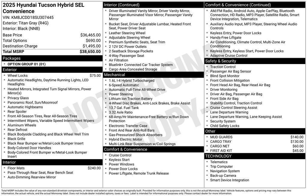 used 2025 Hyundai TUCSON Hybrid car, priced at $34,649