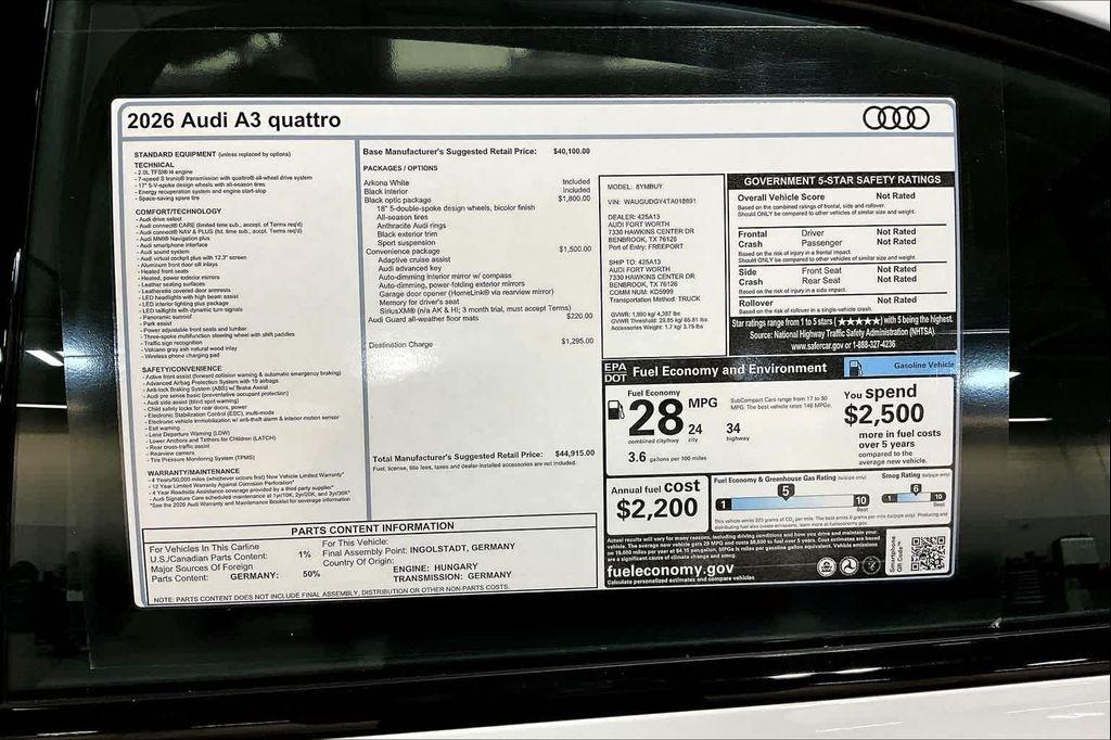 new 2026 Audi A3 car, priced at $39,999