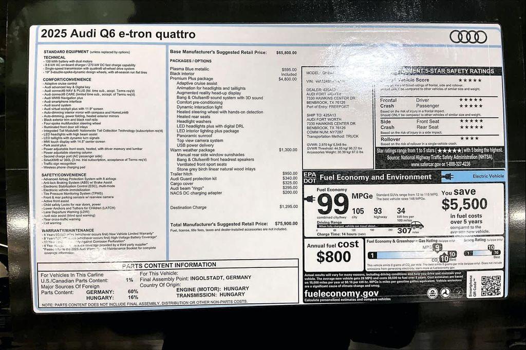 new 2025 Audi Q6 e-tron car, priced at $71,346