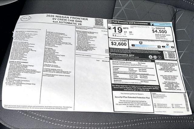 new 2026 Nissan Frontier car, priced at $42,045