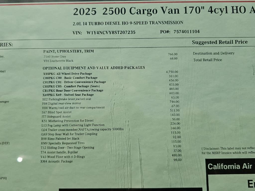 new 2025 Mercedes-Benz Sprinter 2500 car, priced at $75,633