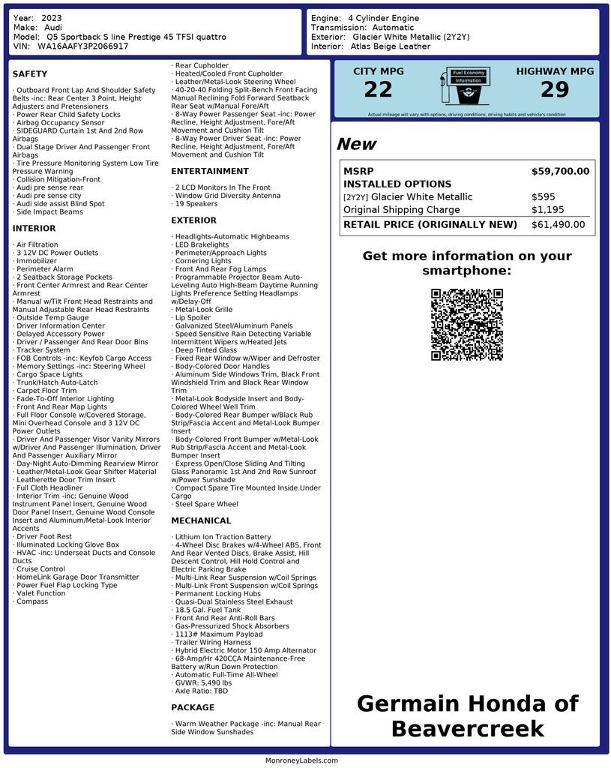 used 2023 Audi Q5 car, priced at $29,258