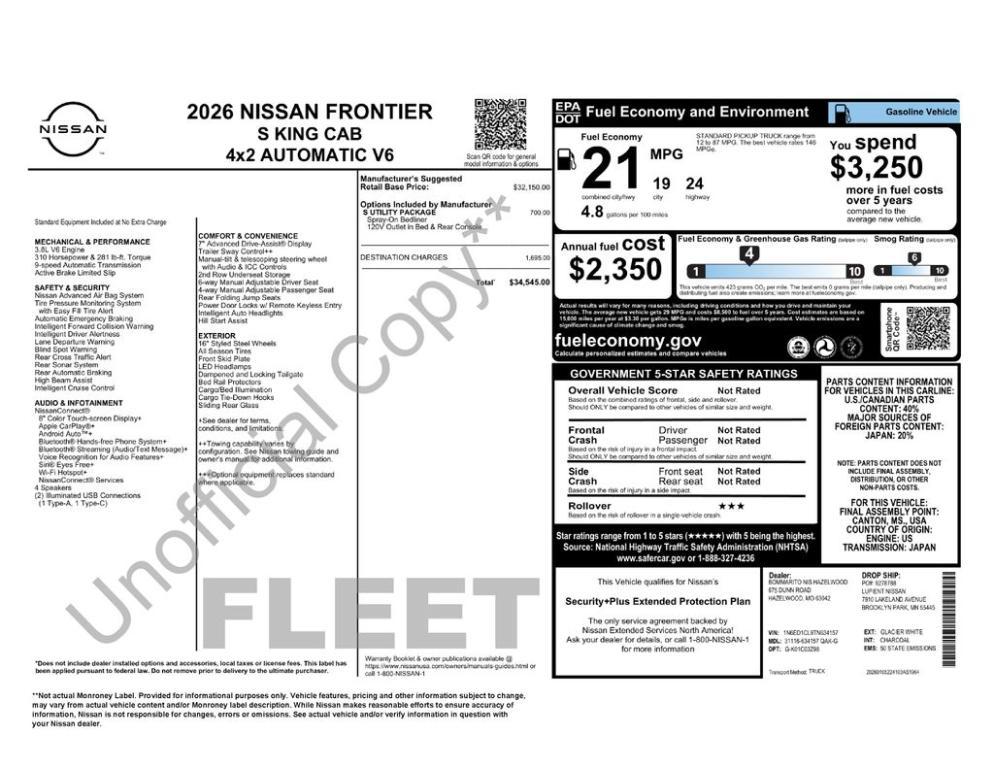 new 2026 Nissan Frontier car