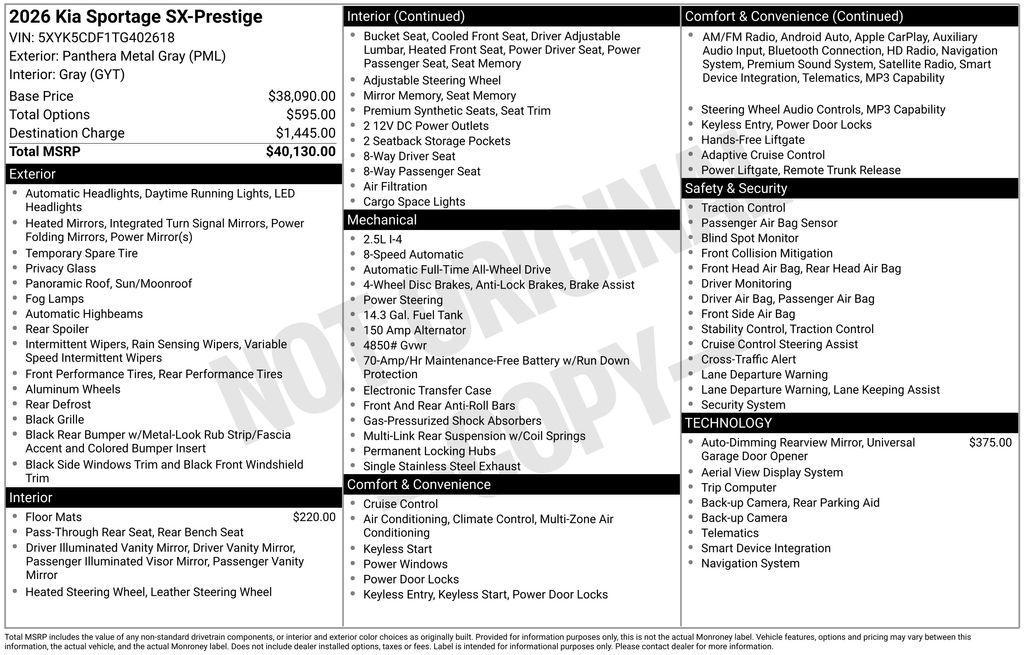 new 2026 Kia Sportage car, priced at $37,127