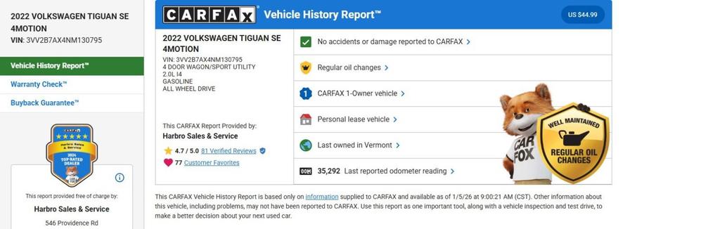 used 2022 Volkswagen Tiguan car, priced at $25,999