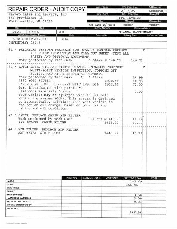 used 2023 Acura MDX car, priced at $44,999