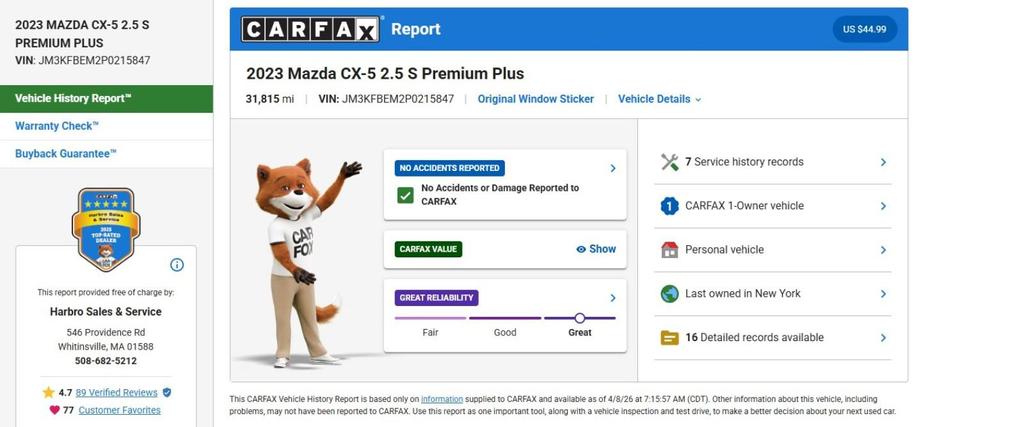 used 2023 Mazda CX-5 car, priced at $30,996