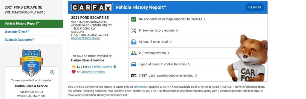 used 2021 Ford Escape car, priced at $23,999
