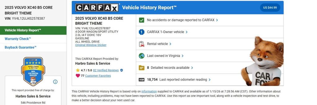 used 2025 Volvo XC40 car, priced at $33,999