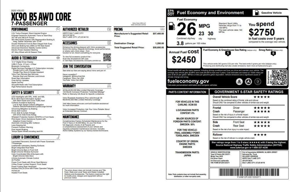 used 2025 Volvo XC90 car, priced at $43,997