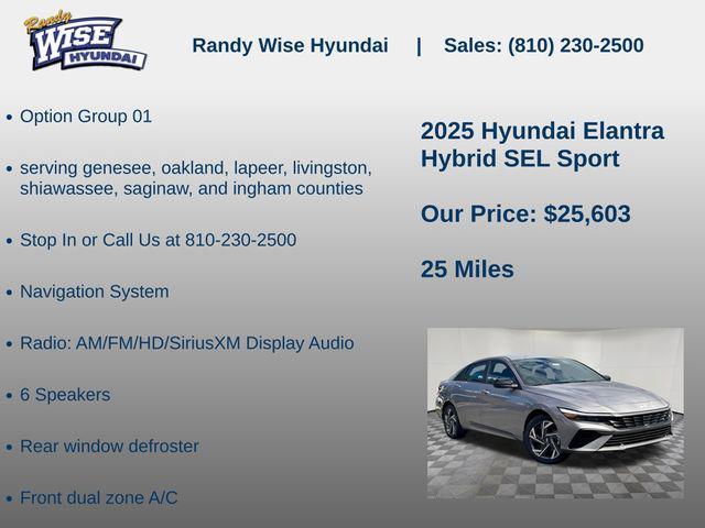 new 2025 Hyundai ELANTRA HEV car, priced at $25,603