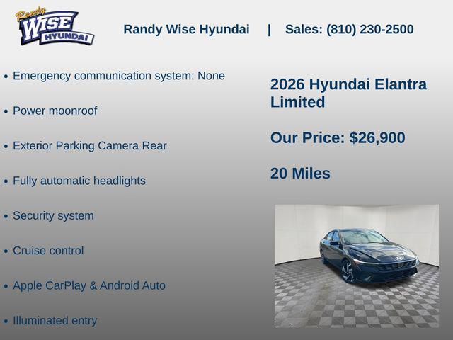 new 2026 Hyundai Elantra car, priced at $26,900