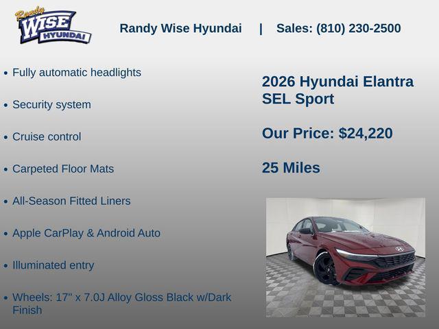 new 2026 Hyundai Elantra car, priced at $24,220