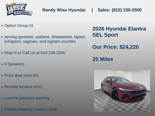 new 2026 Hyundai Elantra car, priced at $24,220