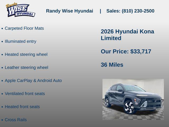 new 2026 Hyundai Kona car, priced at $33,717