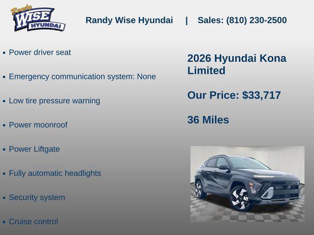 new 2026 Hyundai Kona car, priced at $33,717