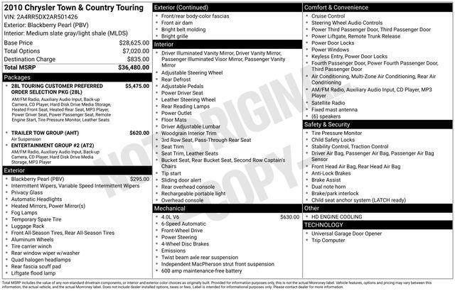 used 2010 Chrysler Town & Country car, priced at $2,995