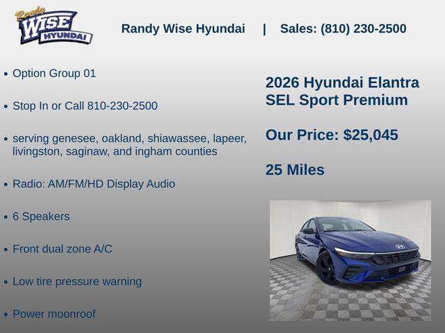 new 2026 Hyundai Elantra car, priced at $25,045