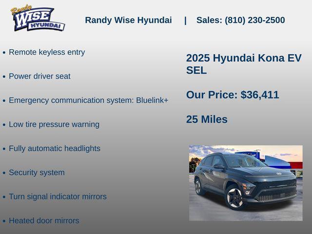 new 2025 Hyundai Kona EV car, priced at $33,411