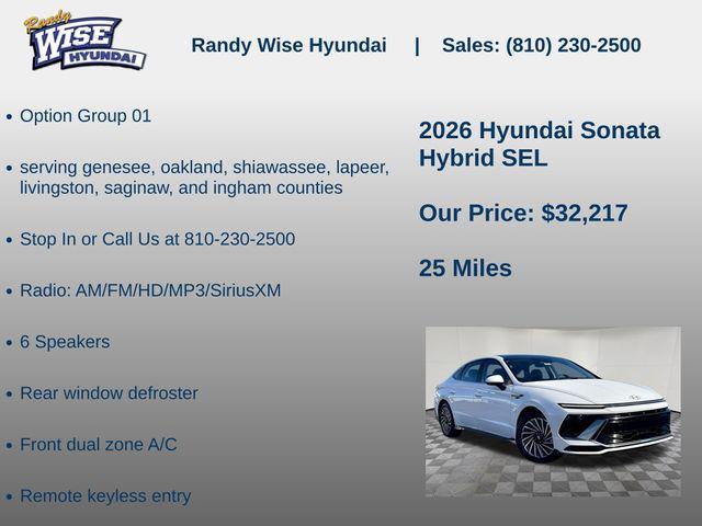 new 2026 Hyundai Sonata Hybrid car, priced at $32,217