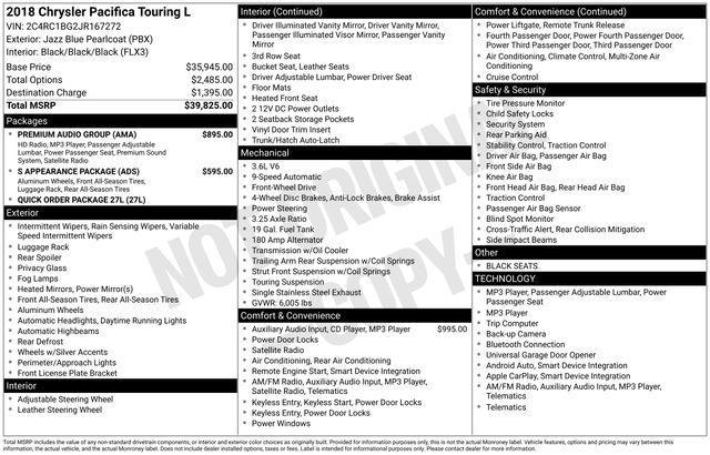 used 2018 Chrysler Pacifica car, priced at $5,888