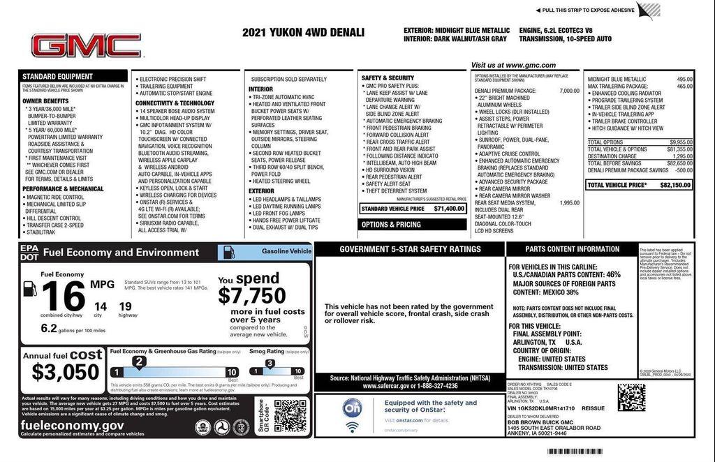 used 2021 GMC Yukon car, priced at $44,738