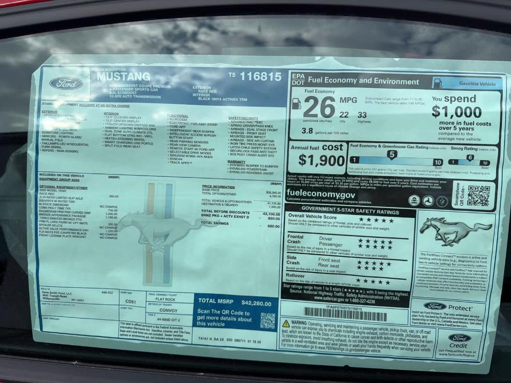 new 2026 Ford Mustang car, priced at $37,495
