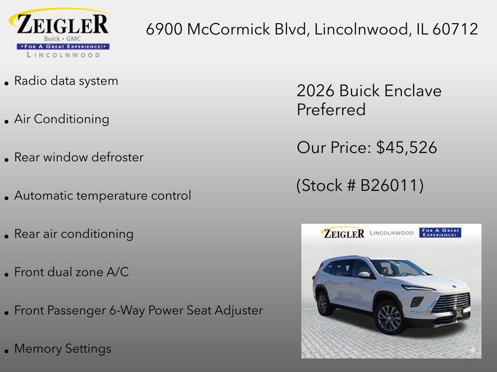 new 2026 Buick Enclave car, priced at $44,688
