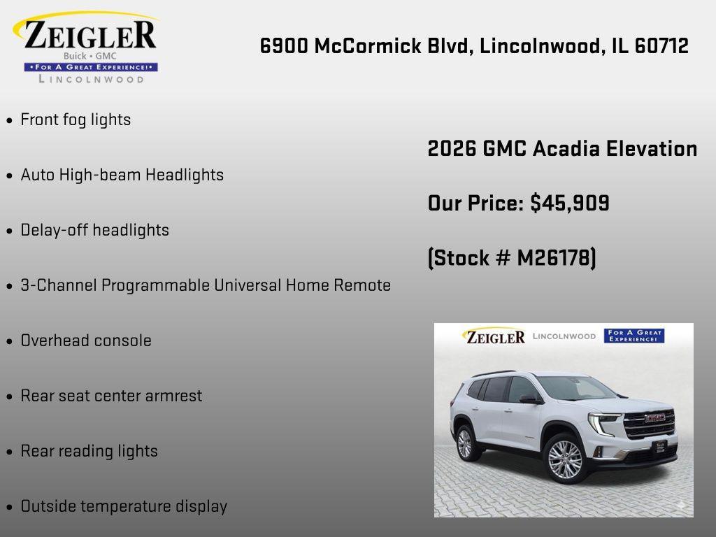 new 2026 GMC Acadia car, priced at $46,321