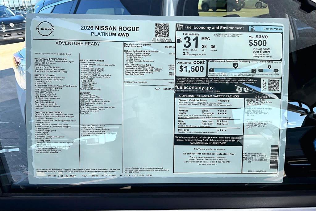 new 2026 Nissan Rogue car, priced at $38,014