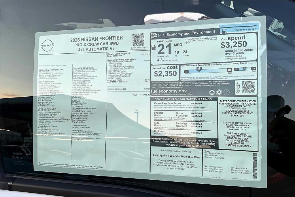 new 2026 Nissan Frontier car, priced at $37,947