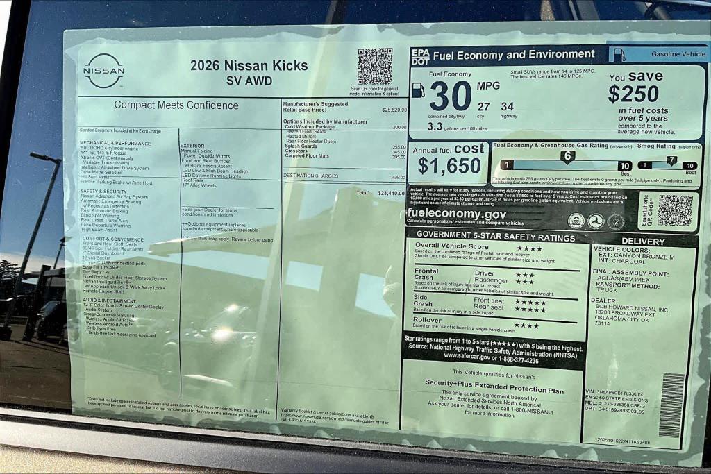 new 2026 Nissan Kicks car, priced at $25,949