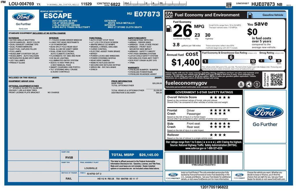 used 2017 Ford Escape car, priced at $8,500
