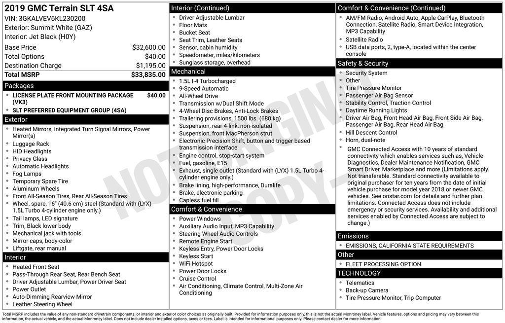 used 2019 GMC Terrain car, priced at $13,900