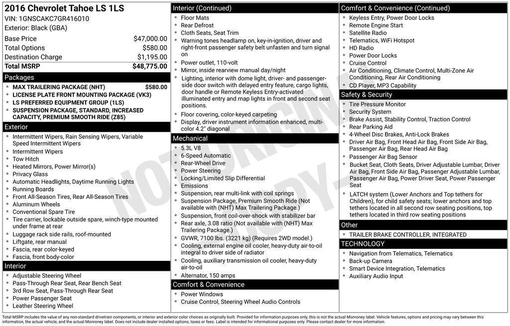 used 2016 Chevrolet Tahoe car, priced at $12,900