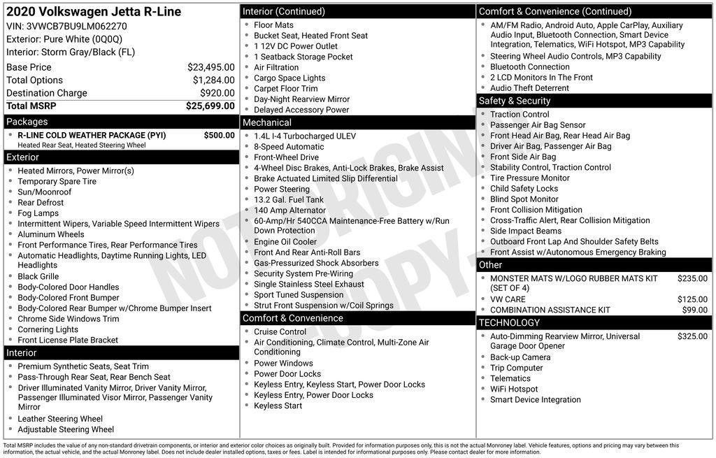 used 2020 Volkswagen Jetta car, priced at $17,125