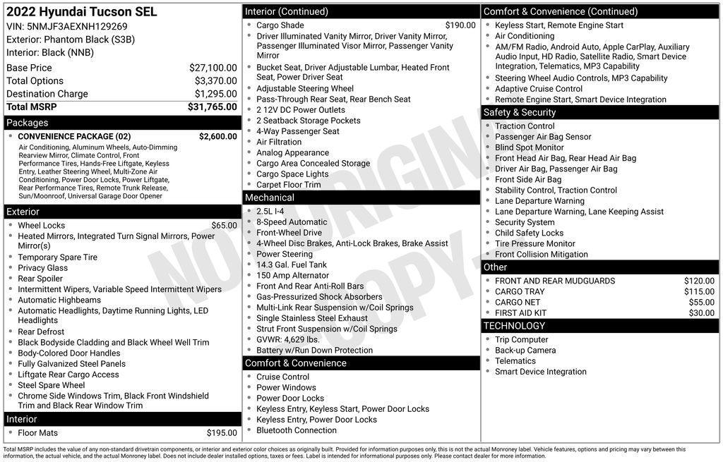 used 2022 Hyundai Tucson car, priced at $16,900